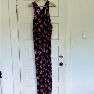 INC International Concepts Black and Pink Floral jumpsuit xl